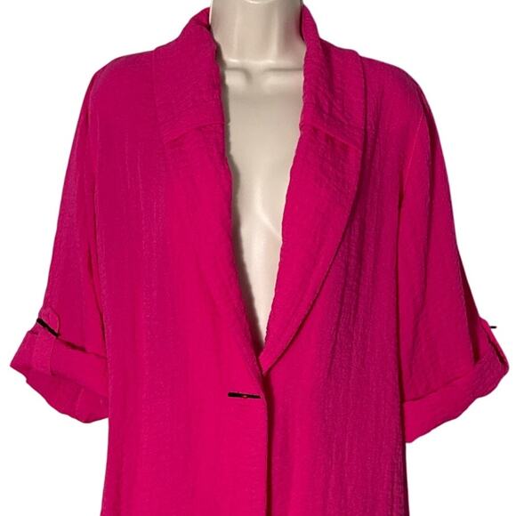 Soft Surroundings Pink Fuchsia Oversized Kimono Style Blazer Size M - Picture 5 of 6